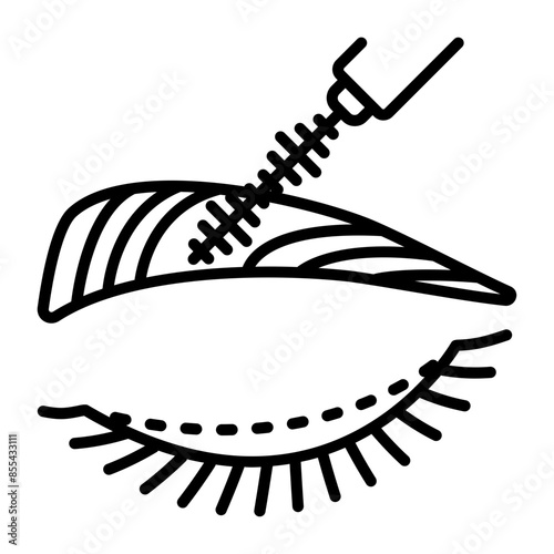 reshaping eyebrows using Makeup brush concept, Unibrow Laser Treatment vector icon design, Cosmetology or Cosmetologist Symbol,esthetic beauty outline Sign, Beauty treatment stock illustration