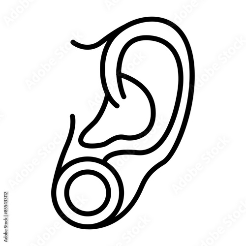 Ear lobe repair surgery concept,  Stitched torn or split earlobe vector icon design, Cosmetology or Cosmetologist Symbol,esthetic beauty outline Sign, Beauty treatment stock illustration