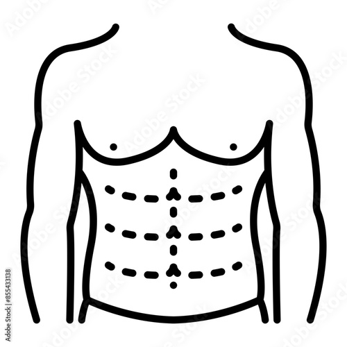 Male six-pack lipo ab etching concept, liposculpture vector icon design, Cosmetology or Cosmetologist Symbol,esthetic beauty outline Sign, Beauty treatment stock illustration