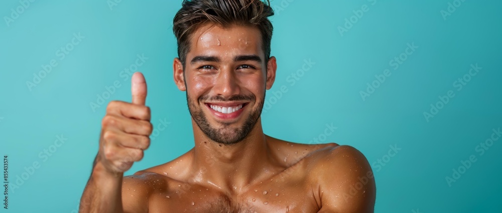 A man smiling and giving thumbs up. A man smiling and giving thumbs up.