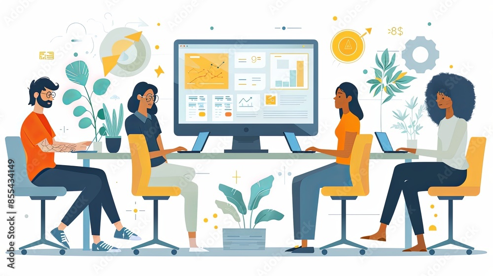 Productivity boosting concept illustration, collection of male and female business people scenes in the productivity boosting scene. mega set flat vector modern illustration