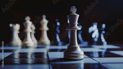 チェス盤の上のチェスの駒「AI生成画像」