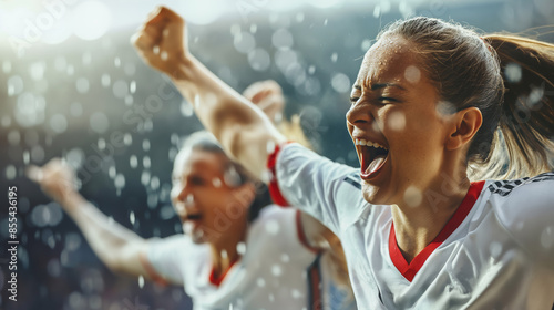 female soccer player celebrating the match winning goal