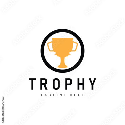 Championship Cup Trophy Logo Illustration Award Winner Template Design