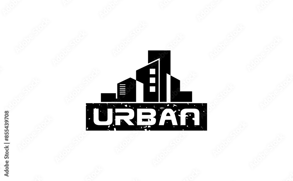 Naklejka premium city town urban logo silhouette design. apartment building landscape vector