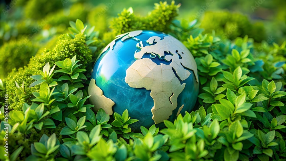 A paper Earth surrounded by green leaves, symbolizing environmental protection and care for our fragile planet - a concept for Earth Day. A paper Earth surrounded by green leaves, symbolizing environmental protection and care for our fragile planet - a concept for Earth Day.
