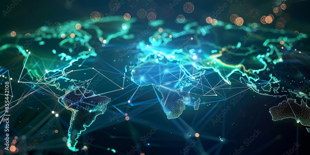 Abstract world map global network and connectivity Abstract world map global network and connectivity
