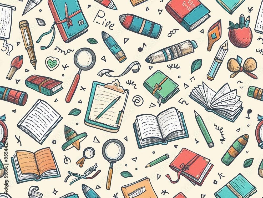 A playful and creative back to school doodle pattern A playful and creative back to school doodle pattern