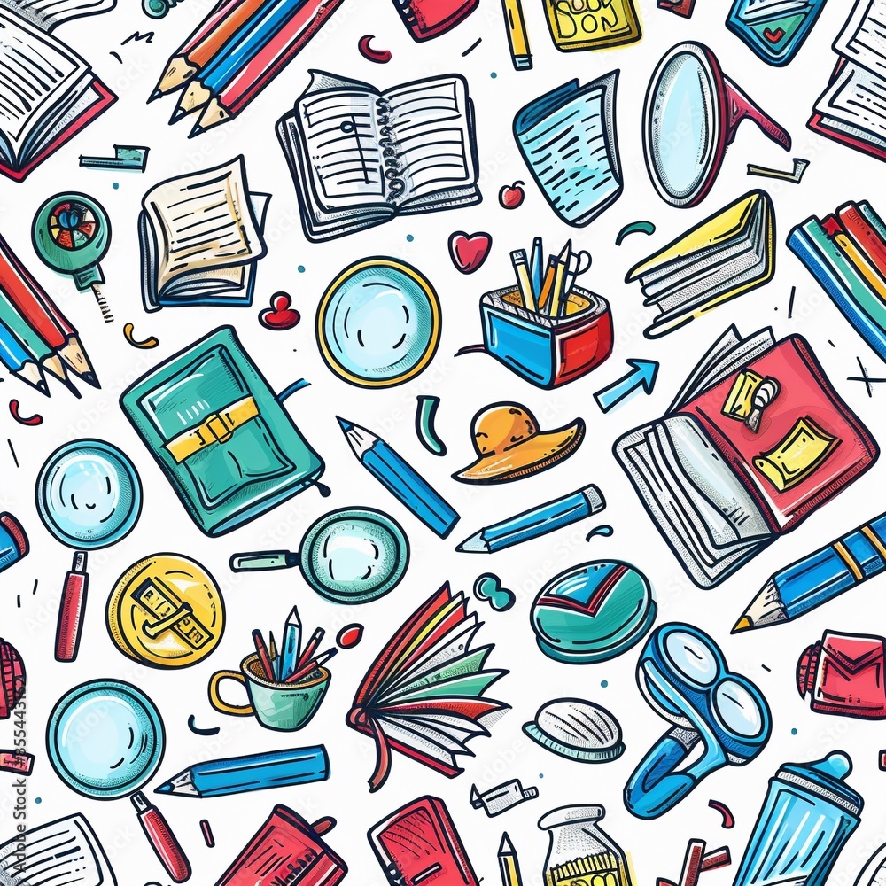 A playful and creative back to school doodle pattern