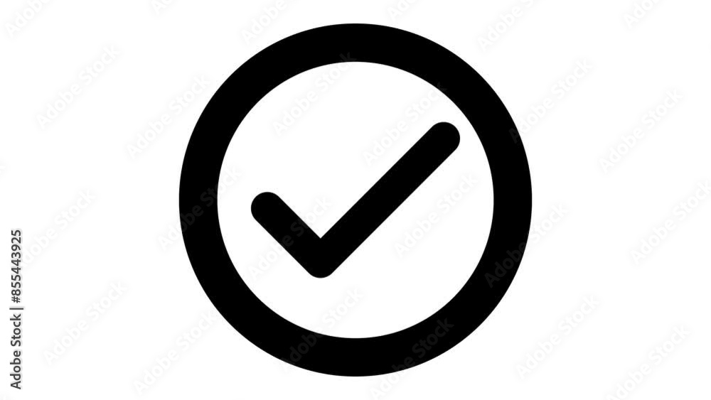 Black Tickmark, Checkmark, Sign, Symbol, Correct, Right, or Check Mark Icon Enclosed in a Circle, Symbol. 4k Animation Footage on Transparent Background with Alpha Channel. Black Tickmark, Checkmark, Sign, Symbol, Correct, Right, or Check Mark Icon Enclosed in a Circle, Symbol. 4k Animation Footage on Transparent Background with Alpha Channel.