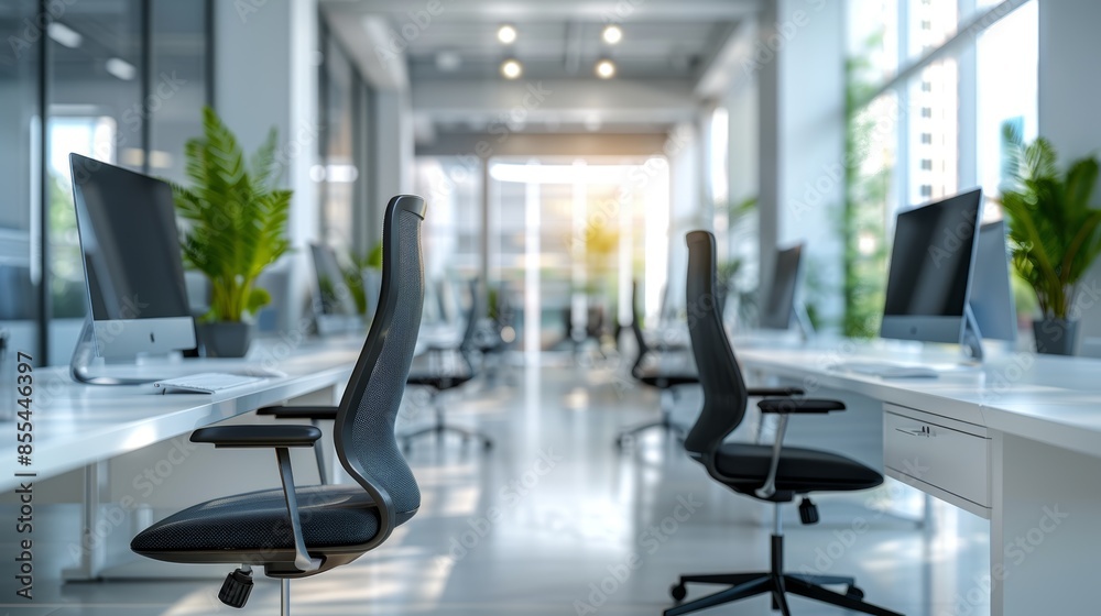 Modern Open Office Space with Sleek Furniture and Natural Light Modern Open Office Space with Sleek Furniture and Natural Light