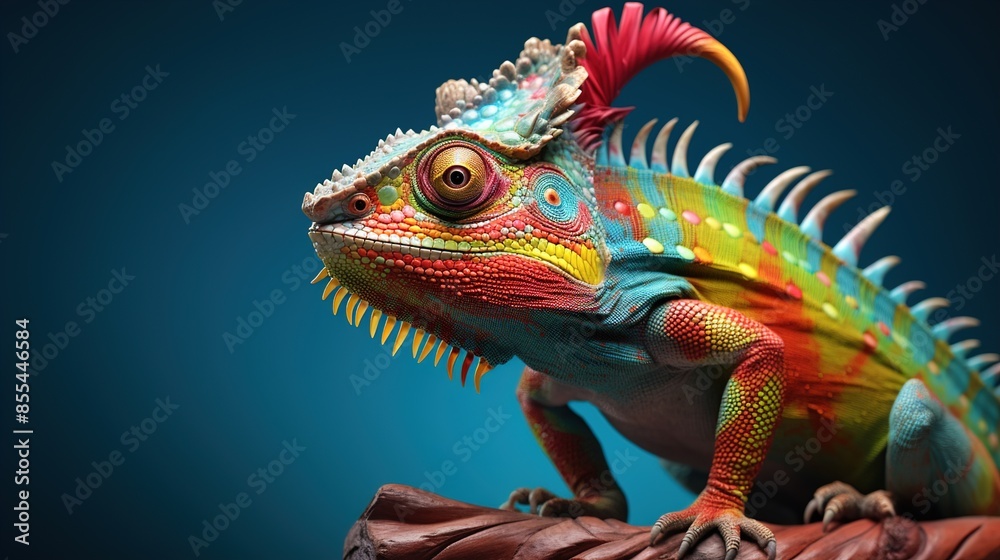green iguana on blue background green iguana on blue background