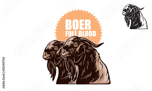 GREAT HEAD BOER GOAT LOGO, silhouette of strong ram vector illustrations