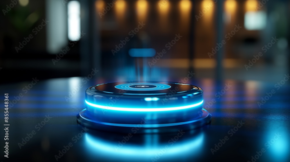 Fototapeta premium Futuristic Glowing Device in High-Tech Ambient Lighting