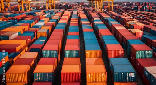 Stacks of containers in the storage warehouse area