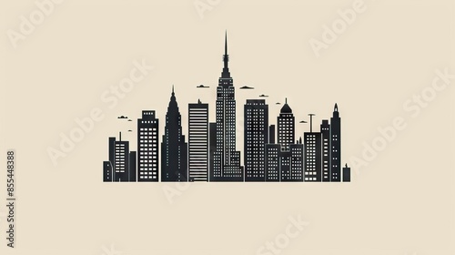 silhouette of the ilustration city ​​skyline landscape cartoon