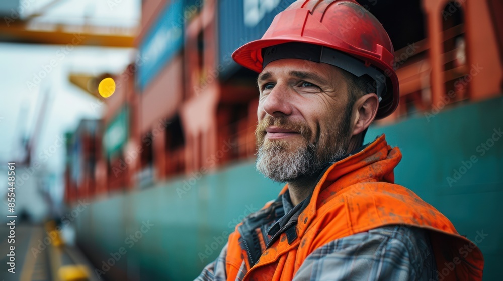 Harbor Operations Supervisor Monitoring Industrial Workers Harbor Operations Supervisor Monitoring Industrial Workers