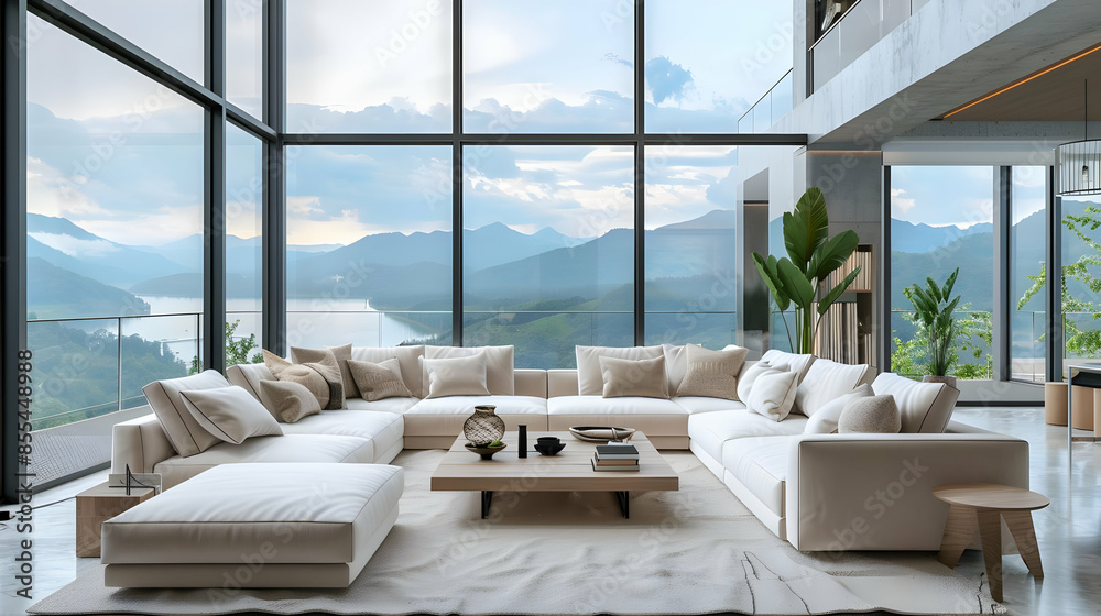 luxurious living room with panoramic view luxurious living room with panoramic view
