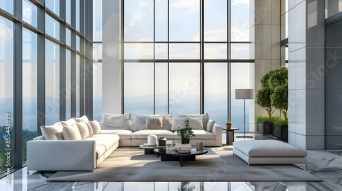 luxurious living room with panoramic view