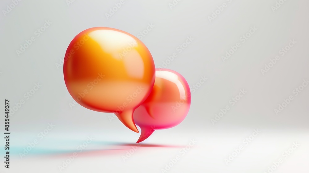 Two translucent orange speech bubbles, representing communication and dialogue in a modern design. Two translucent orange speech bubbles, representing communication and dialogue in a modern design.