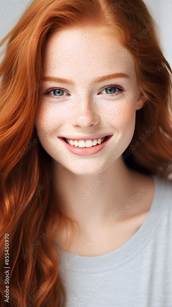 closeup portrait of amazing young red hair woman attractive appearance isolated over colorful background closeup portrait of amazing young red hair woman attractive appearance isolated over colorful background