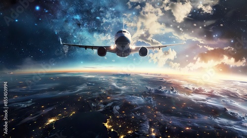 plane flight over the clouds in the sky