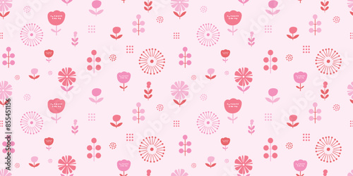 Botanical illustration background. Seamless pattern.Vector. 有機的なイラストパターン