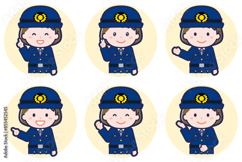 女性警察官のポーズセット_03