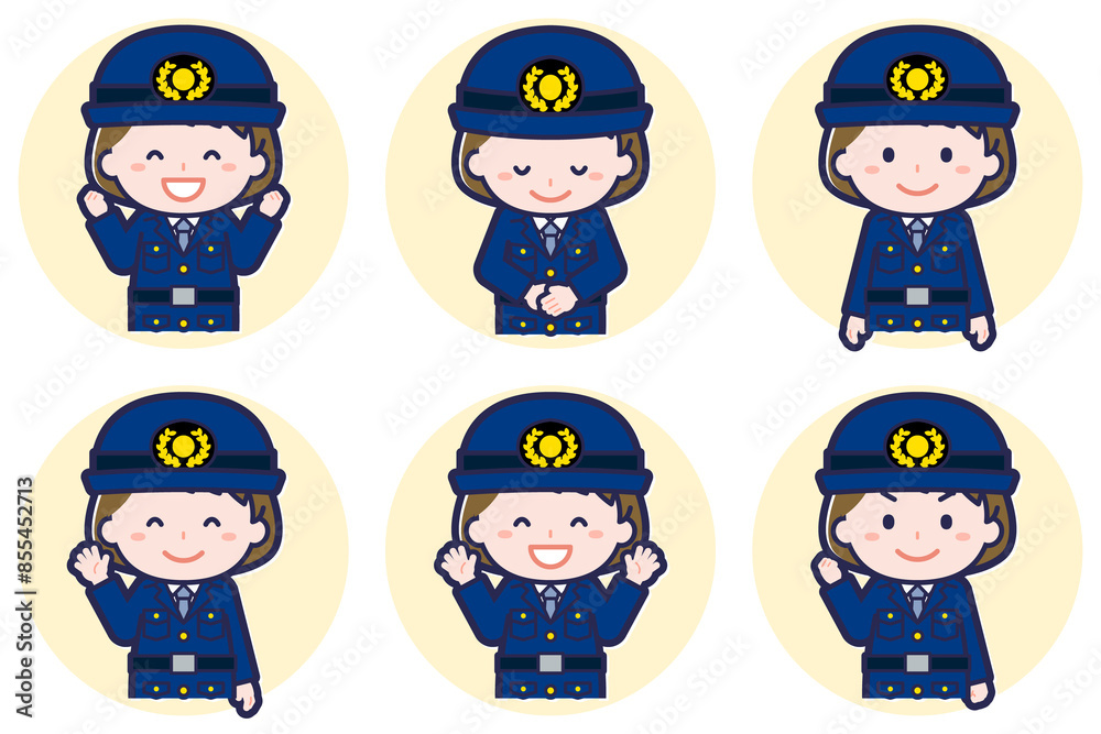 Naklejka premium 女性警察官のポーズセット_02