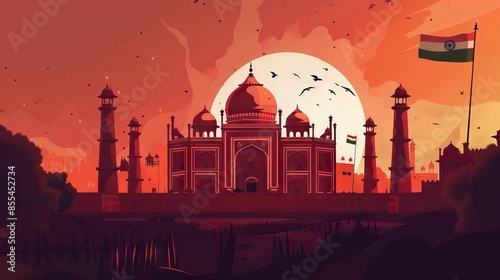 ilustrarion mosque in the afternoon