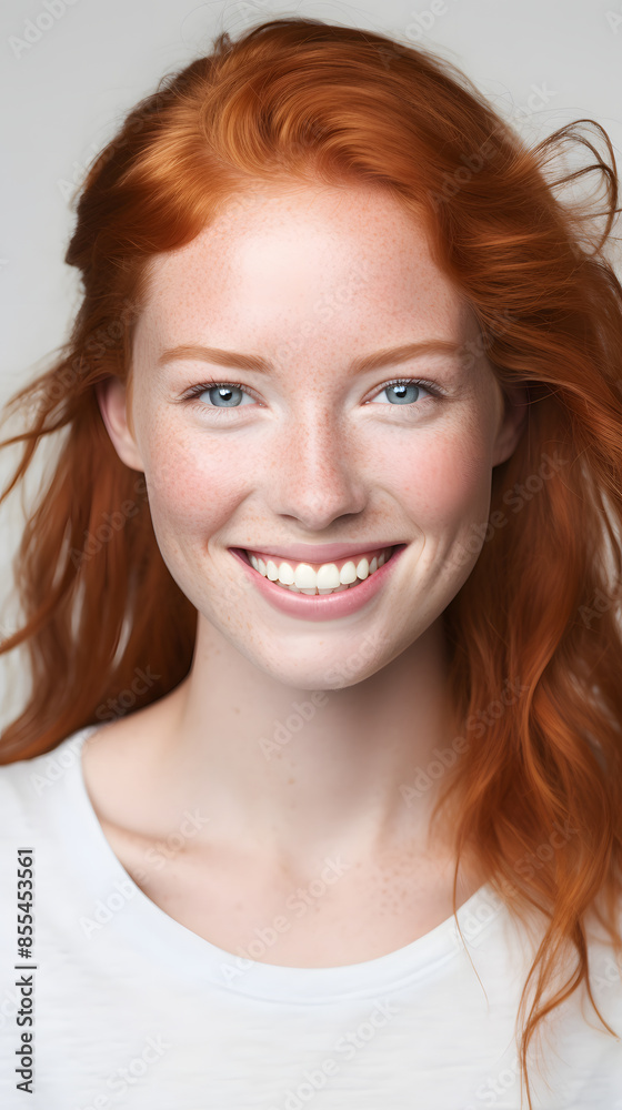 closeup portrait of amazing young red hair woman attractive appearance isolated over colorful background closeup portrait of amazing young red hair woman attractive appearance isolated over colorful background