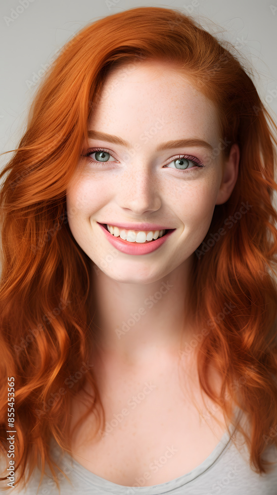closeup portrait of amazing young red hair woman attractive appearance isolated over colorful background closeup portrait of amazing young red hair woman attractive appearance isolated over colorful background
