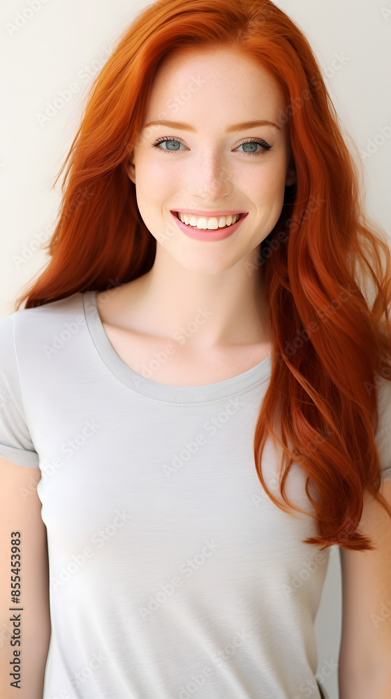 closeup portrait of amazing young red hair woman attractive appearance isolated over colorful background closeup portrait of amazing young red hair woman attractive appearance isolated over colorful background