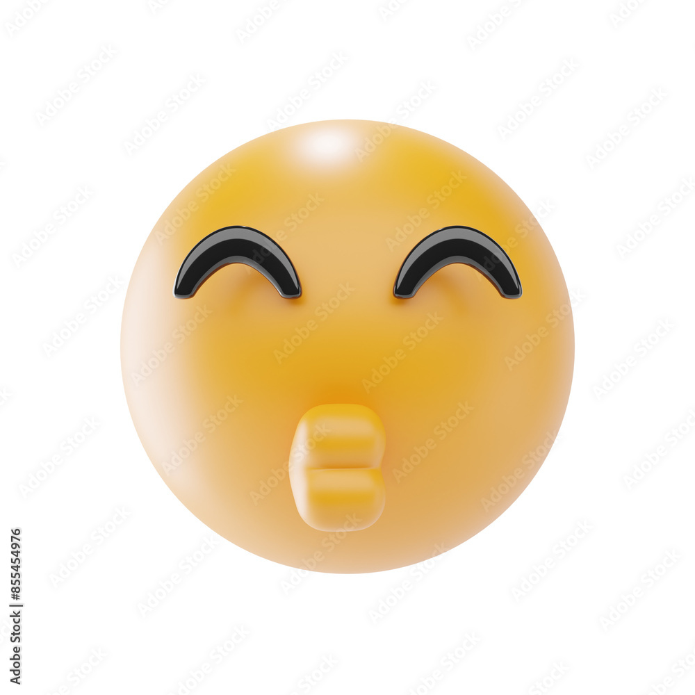 Fototapeta premium kissing face with close eyes emoji 3d icon and illustration