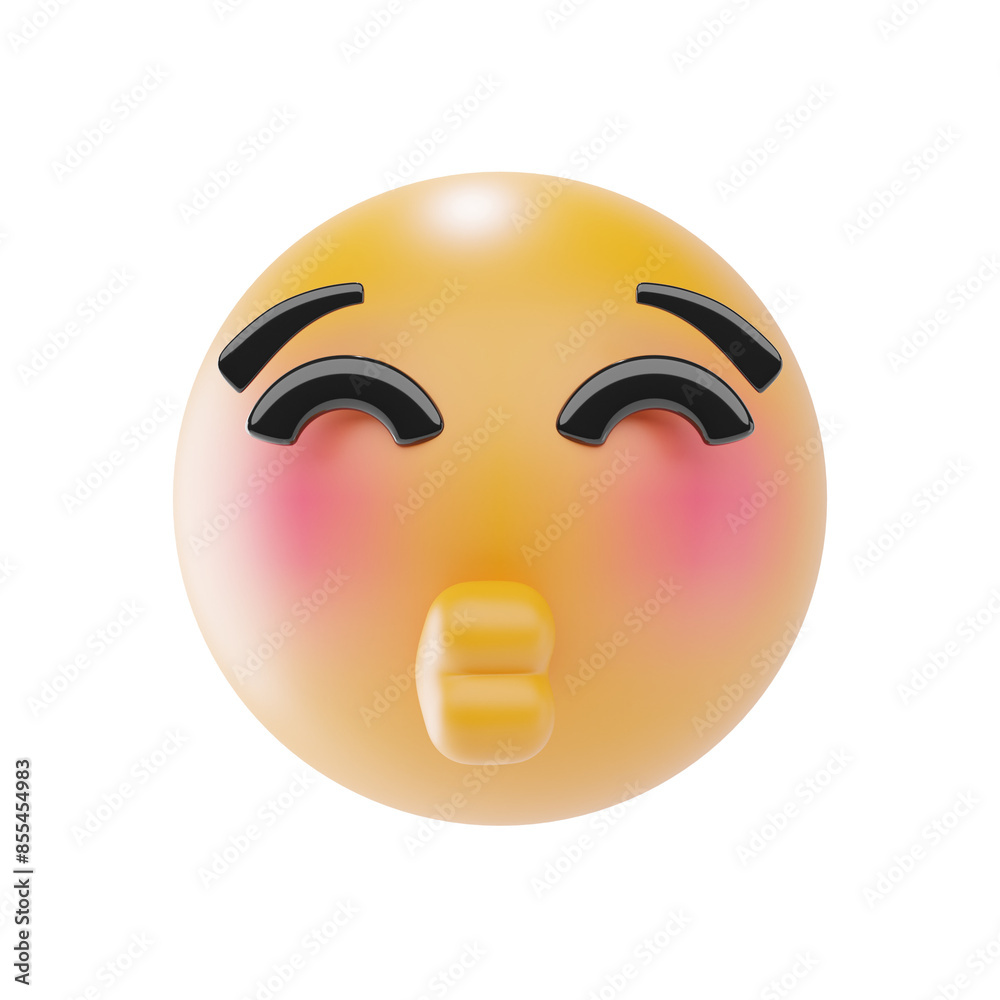 Fototapeta premium kissing face with close eyes emoji 3d icon and illustration