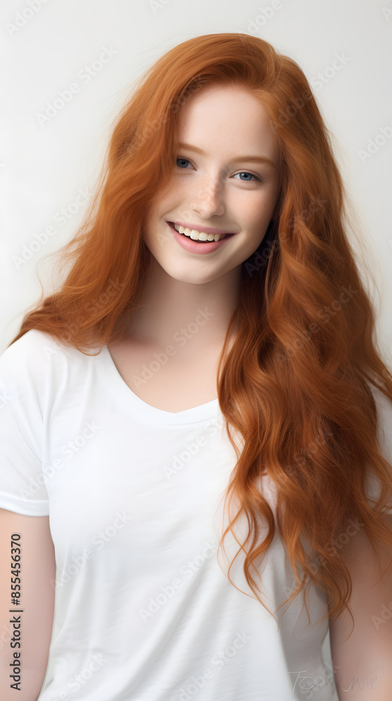 closeup portrait of amazing young red hair woman attractive appearance isolated over colorful background closeup portrait of amazing young red hair woman attractive appearance isolated over colorful background