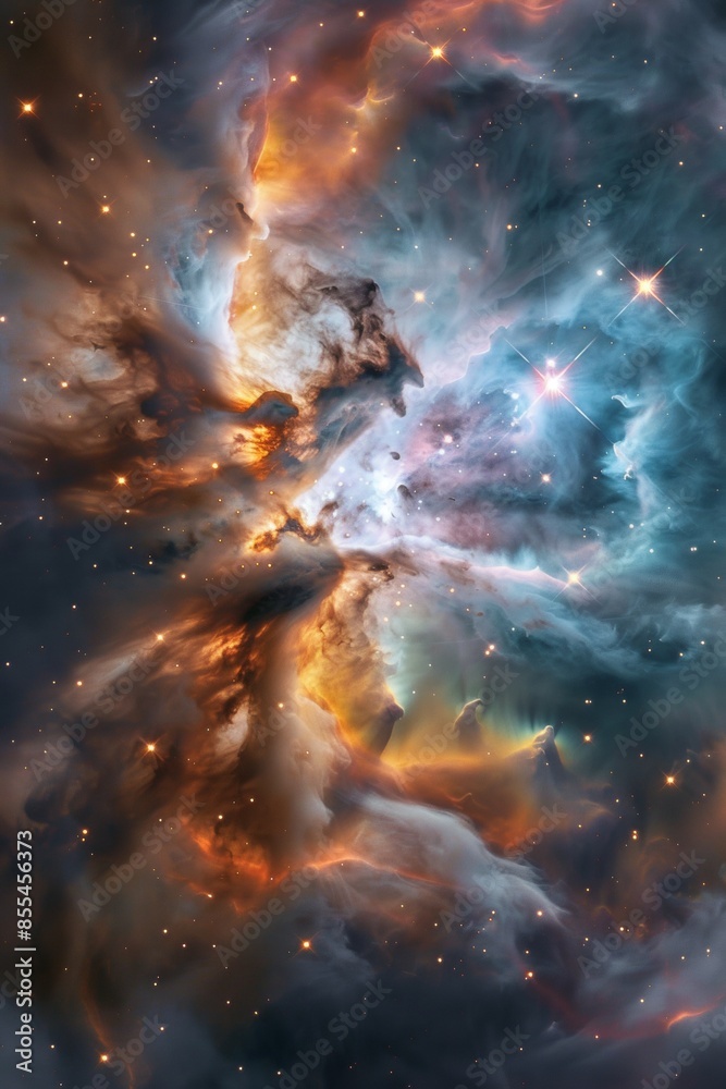 A nebula illuminated from within, revealing subtle internal structures, ideal for conveying a sense of mystery A nebula illuminated from within, revealing subtle internal structures, ideal for conveying a sense of mystery