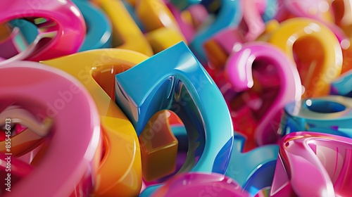 3d many colorful numbers illustration zoom focus bokeh