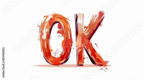 OK in 3D ilustration text white isolated background