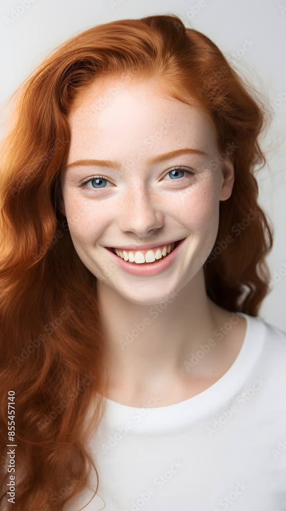 closeup portrait of amazing young red hair woman attractive appearance isolated over colorful background closeup portrait of amazing young red hair woman attractive appearance isolated over colorful background