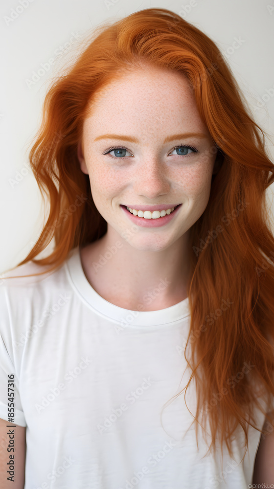 closeup portrait of amazing young red hair woman attractive appearance isolated over colorful background closeup portrait of amazing young red hair woman attractive appearance isolated over colorful background