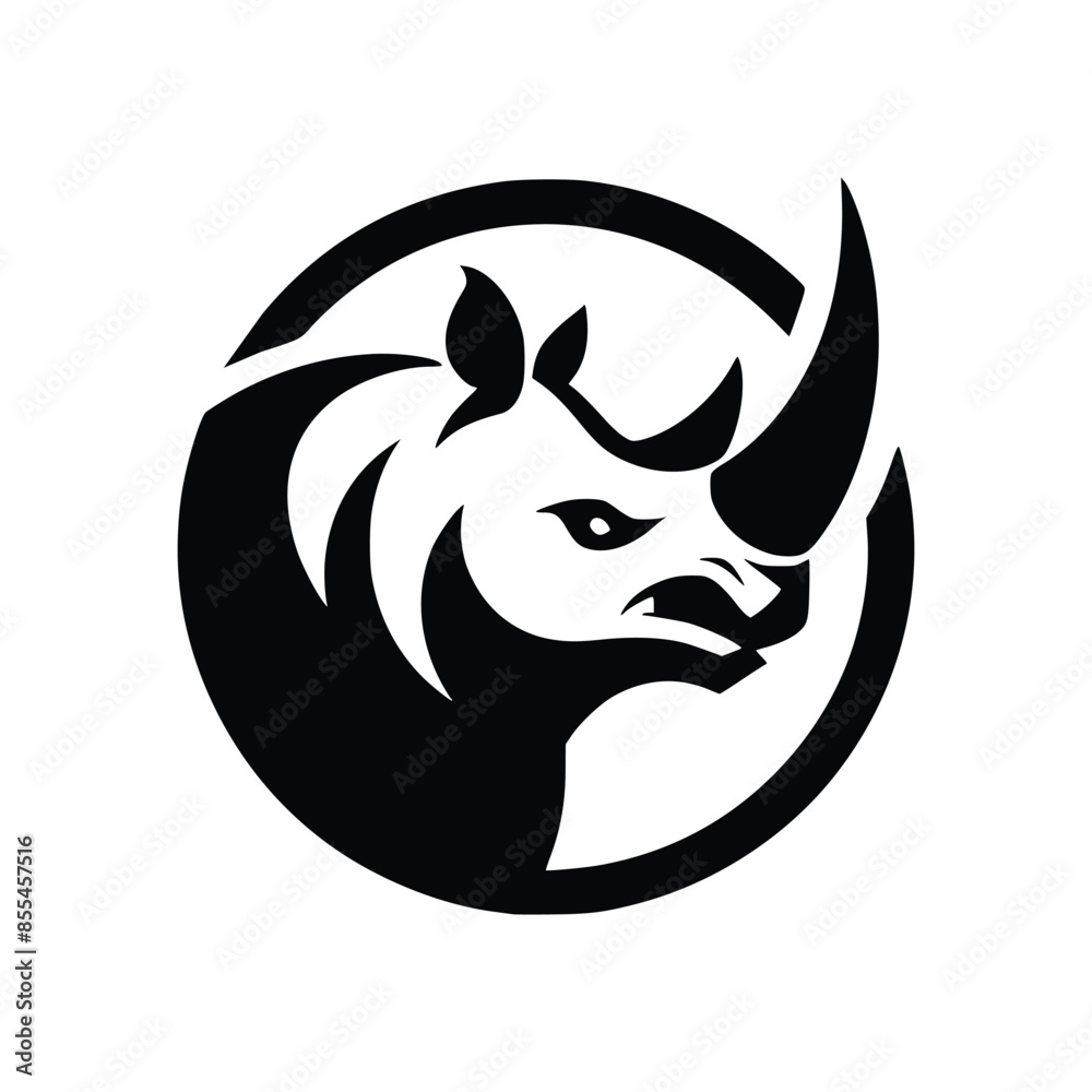 Fototapeta premium Iconic Wildlife Silhouette Rhino Logo Template Signifying Power and Endurance