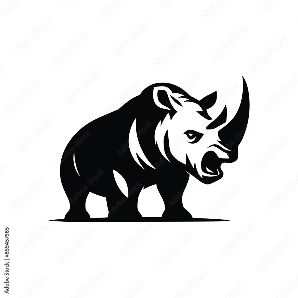 Fototapeta premium Iconic Wildlife Silhouette Rhino Logo Template Signifying Power and Endurance