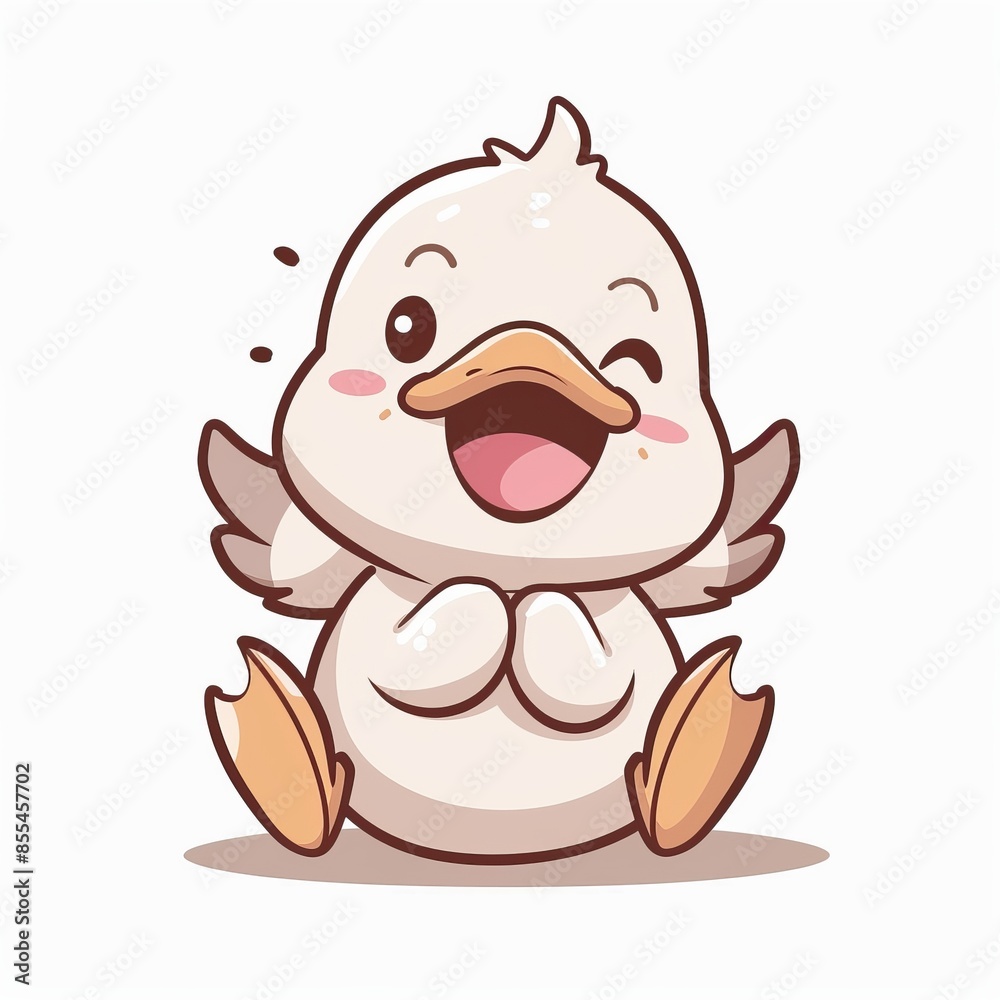Obraz premium Cute cartoon duck with isolated background. Ideal for web design, marketing materials, and mobile apps.