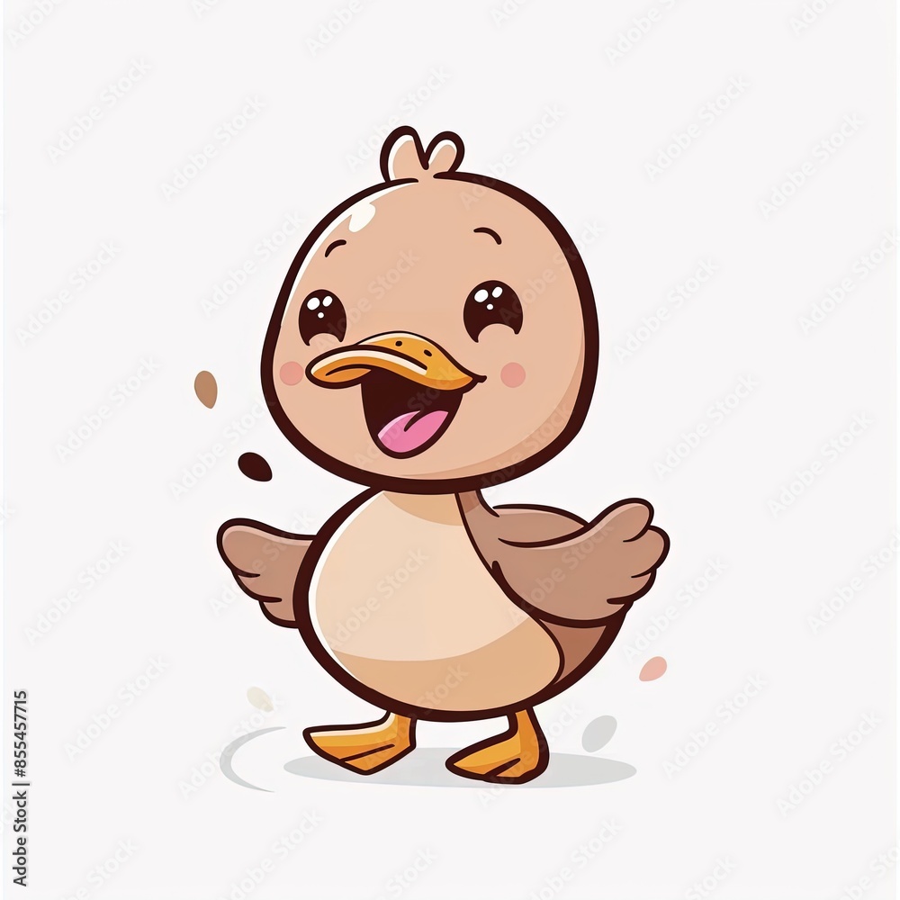 Fototapeta premium Cute cartoon duck with isolated background. Ideal for web design, marketing materials, and mobile apps.