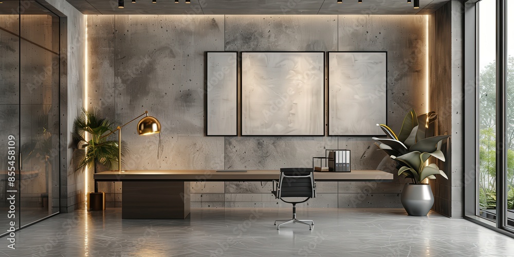 Modern Minimalist Office Design with Concrete Walls Modern Minimalist Office Design with Concrete Walls