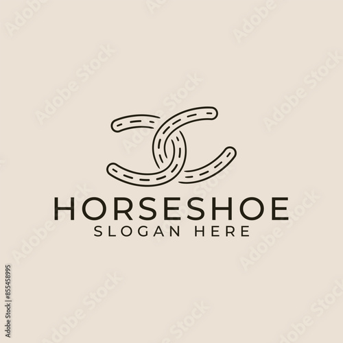 horse shoe line art  logo icon and symbol vector illustration  minimalist design.