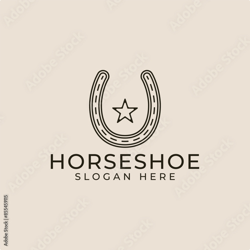 horse shoe line art  logo icon and symbol vector illustration  minimalist design.