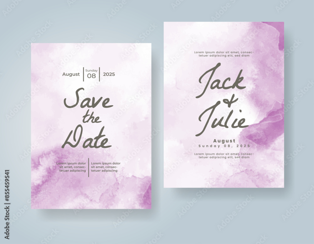 Wedding invitation with abstract watercolor background