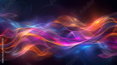 A colorful wave of light with a blue and orange stripe